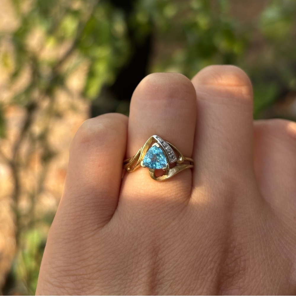 Topaz Diamond 10K Gold Ring